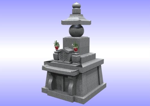 五輪塔型墓石　右斜め　画像